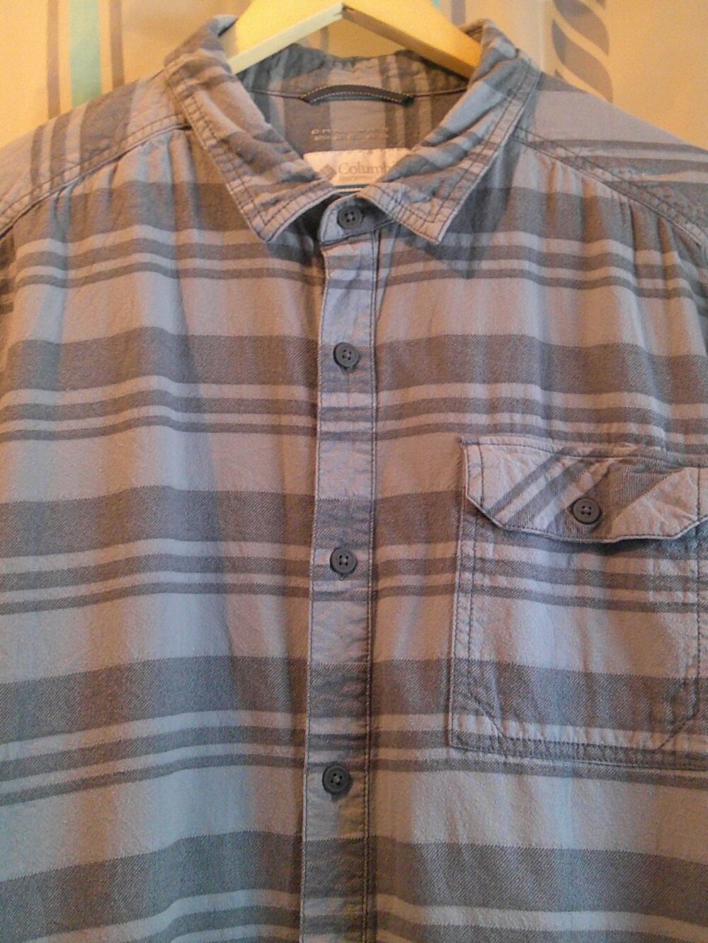 COLUMBIA Omni-Wick Advanced Striped Warm Flannel SHIRT Grey Backland Men's Sz XL